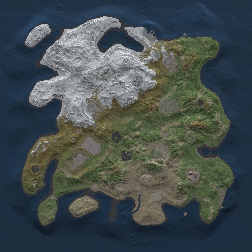 Rust Map: Procedural Map, Size: 3500, Seed: 391, 17 Monuments