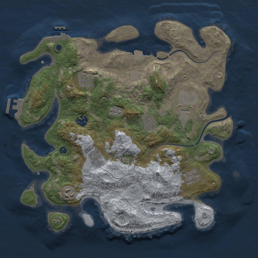 Rust Map: Procedural Map, Size: 3500, Seed: 8995, 14 Monuments