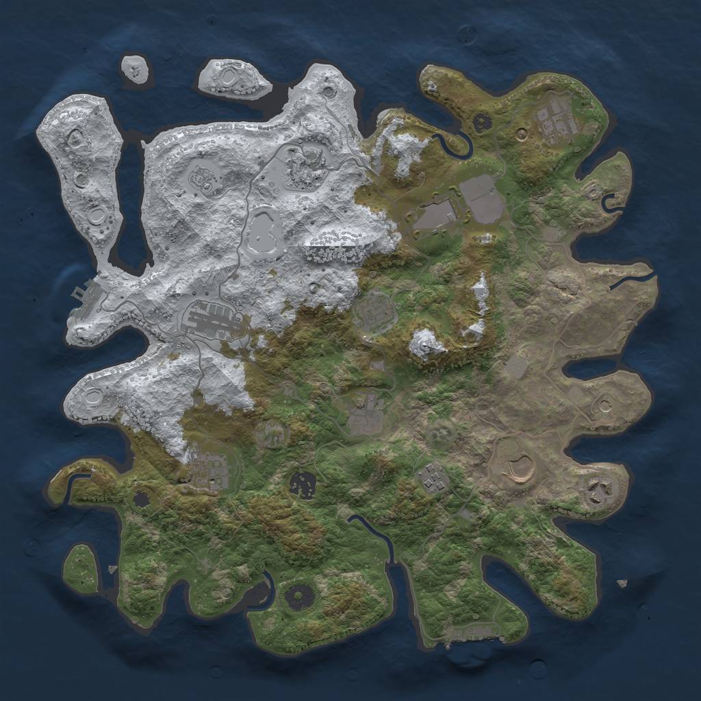 Rust Map: Procedural Map, Size: 3750, Seed: 1055107431, 20 Monuments