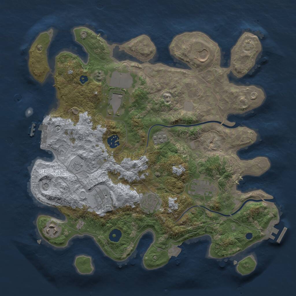 Rust Map: Procedural Map, Size: 3500, Seed: 1086012218, 14 Monuments
