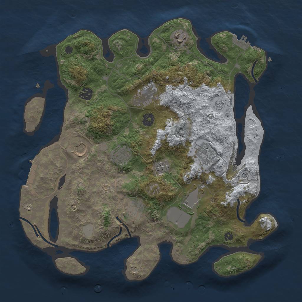 Rust Map: Procedural Map, Size: 3500, Seed: 1484646421, 18 Monuments