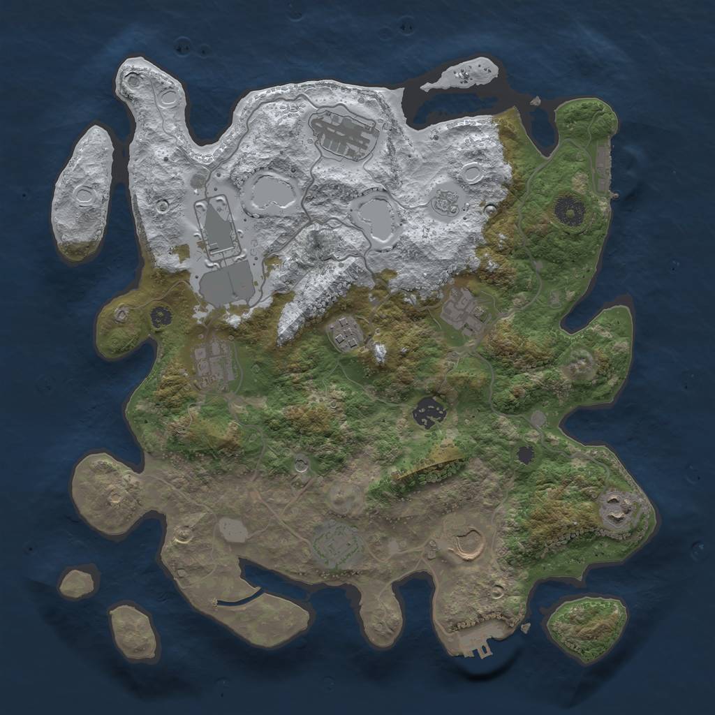 Rust Map: Procedural Map, Size: 3500, Seed: 858, 18 Monuments