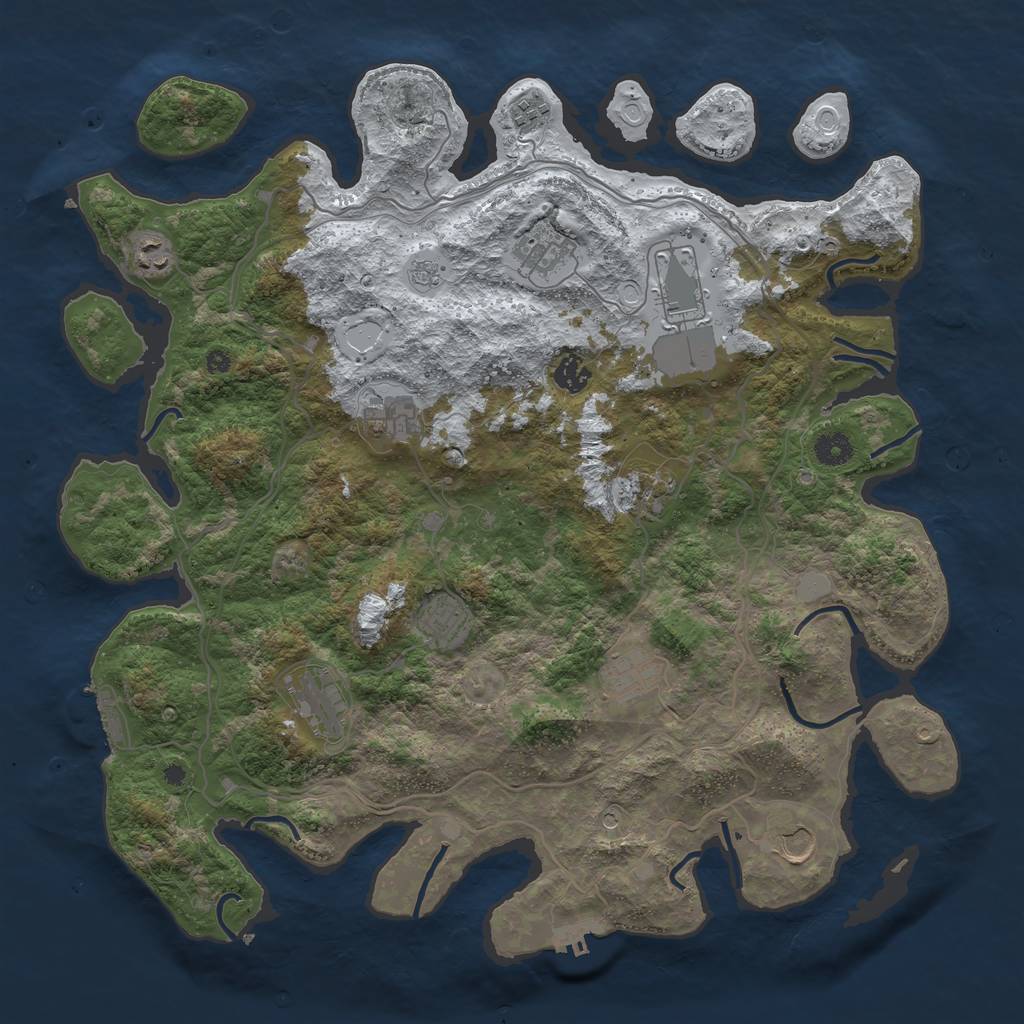 Rust Map: Procedural Map, Size: 4250, Seed: 2291374, 20 Monuments