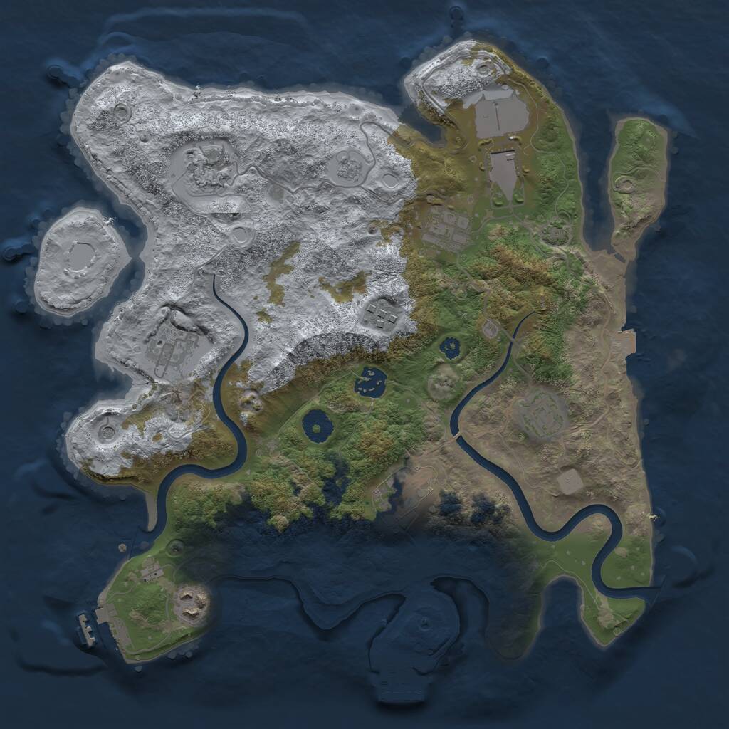 Rust Map: Procedural Map, Size: 3500, Seed: 784093574, 15 Monuments