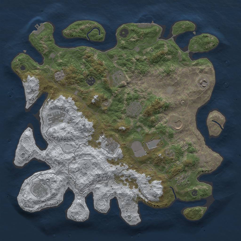 Rust Map: Procedural Map, Size: 4000, Seed: 25054371, 20 Monuments