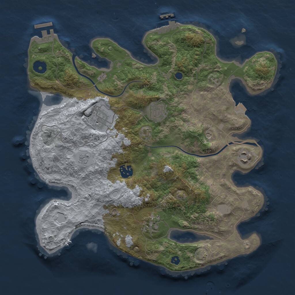 Rust Map: Procedural Map, Size: 3300, Seed: 22175, 11 Monuments