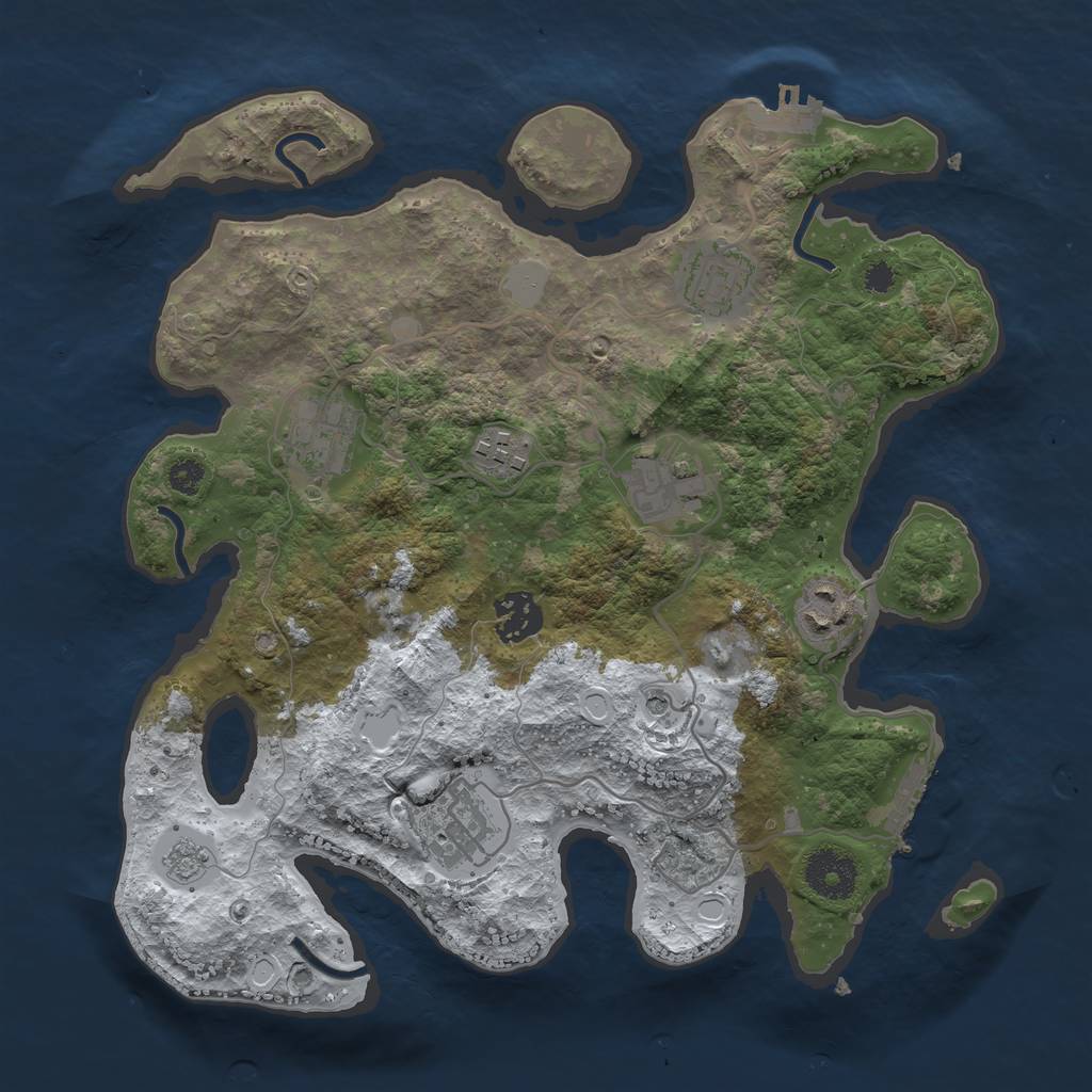 Rust Map: Procedural Map, Size: 3200, Seed: 825073914, 16 Monuments
