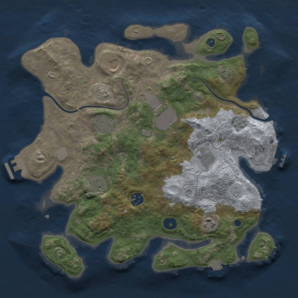 Rust Map: Procedural Map, Size: 3500, Seed: 1048530706, 14 Monuments