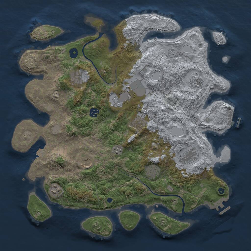 Rust Map: Procedural Map, Size: 3950, Seed: 1192295411, 16 Monuments