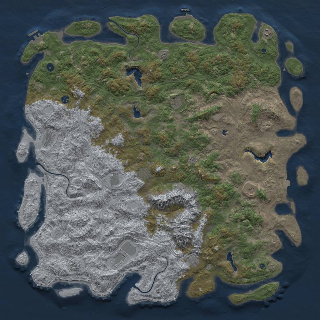 Rust Map: Procedural Map, Size: 6000, Seed: 677571, 17 Monuments