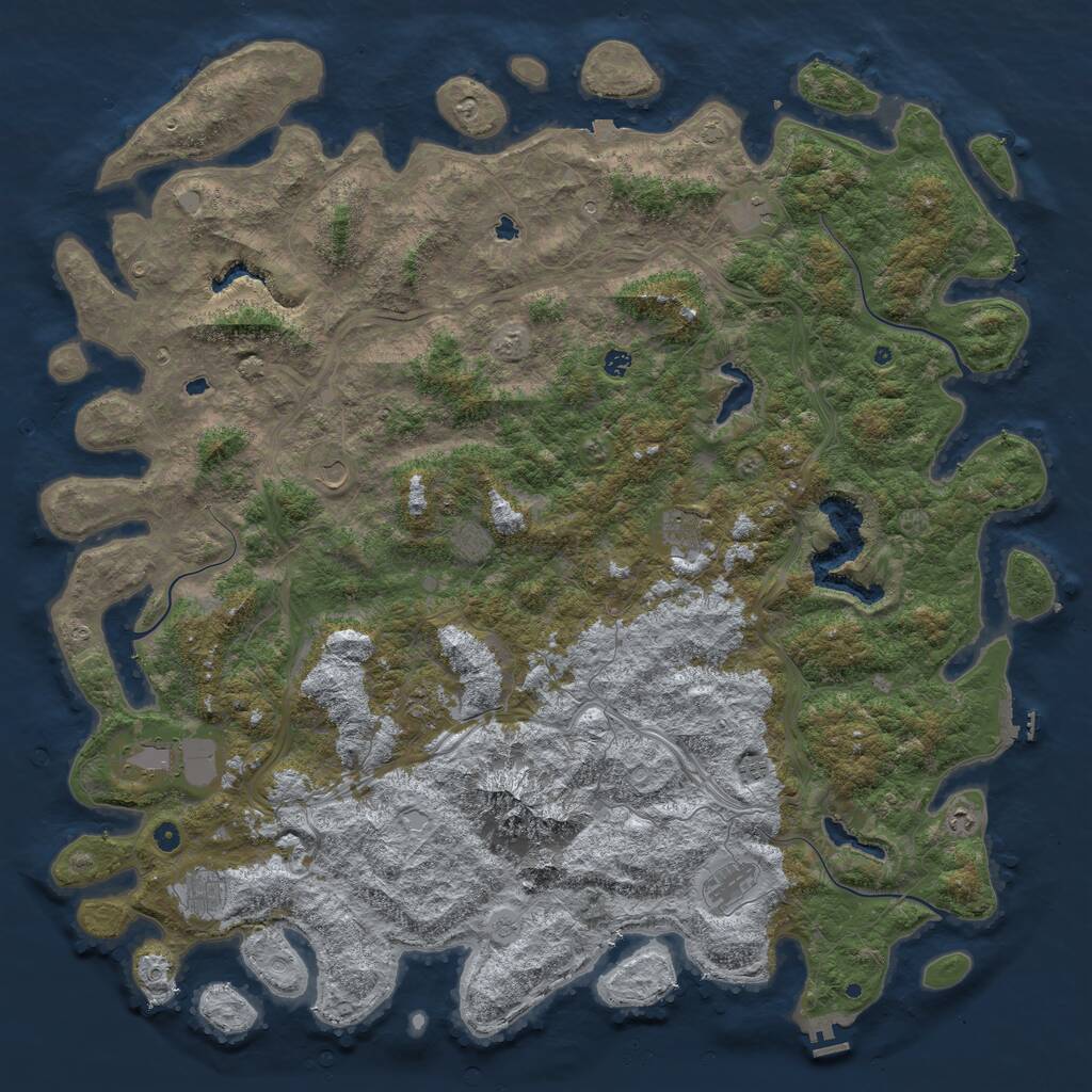Rust Map: Procedural Map, Size: 6000, Seed: 624368, 17 Monuments