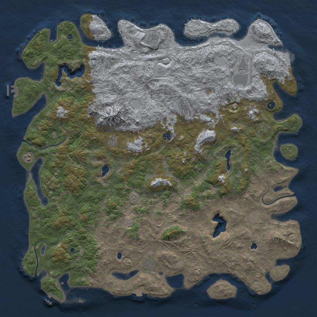 Rust Map: Procedural Map, Size: 6000, Seed: 398973, 17 Monuments
