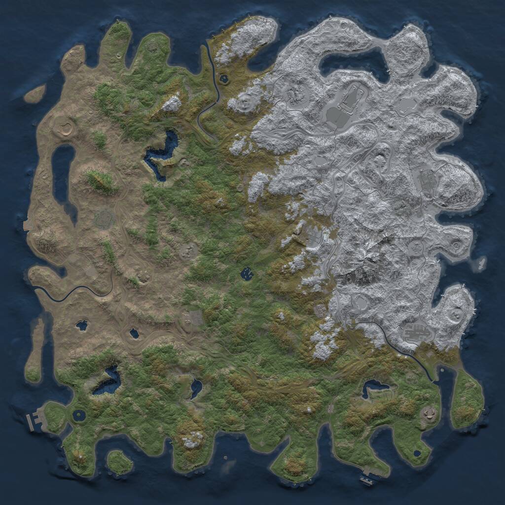 Rust Map: Procedural Map, Size: 6000, Seed: 536678, 17 Monuments