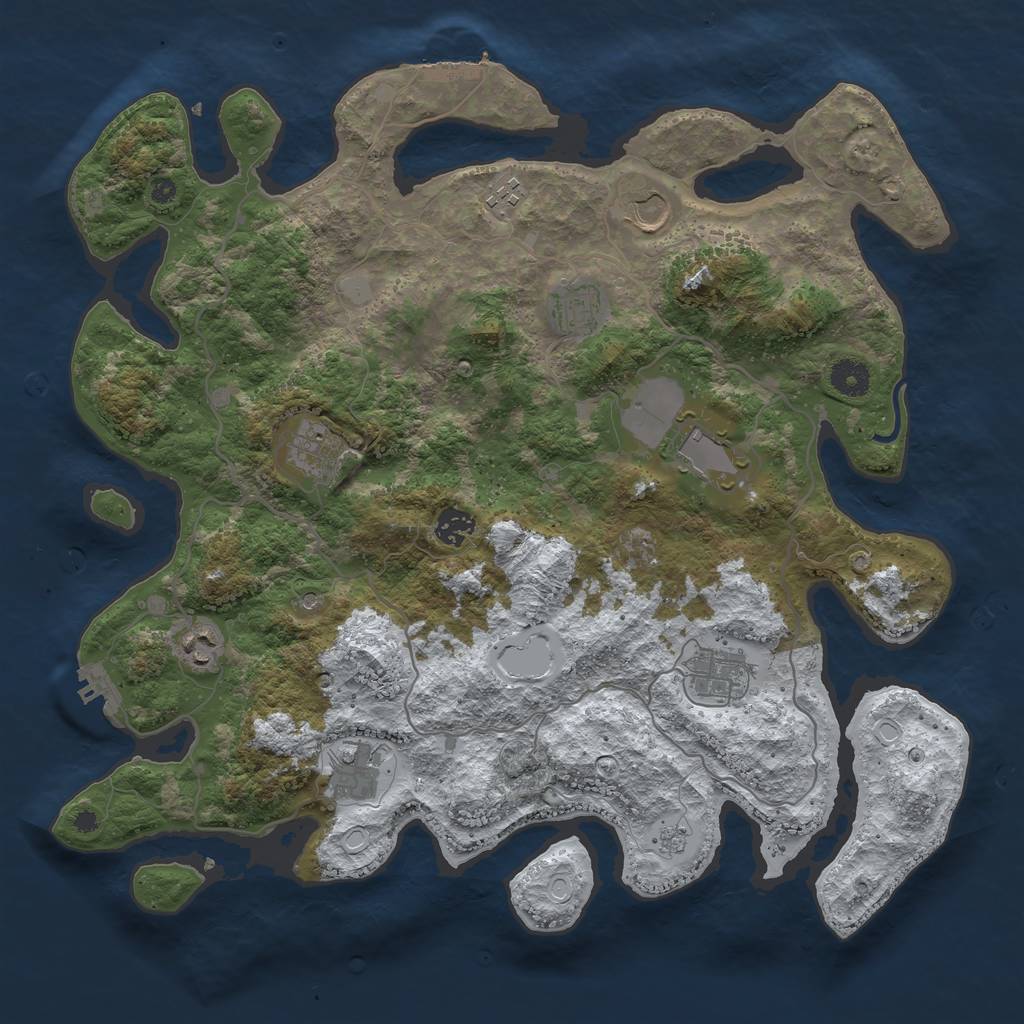 Rust Map: Procedural Map, Size: 4000, Seed: 846332, 18 Monuments