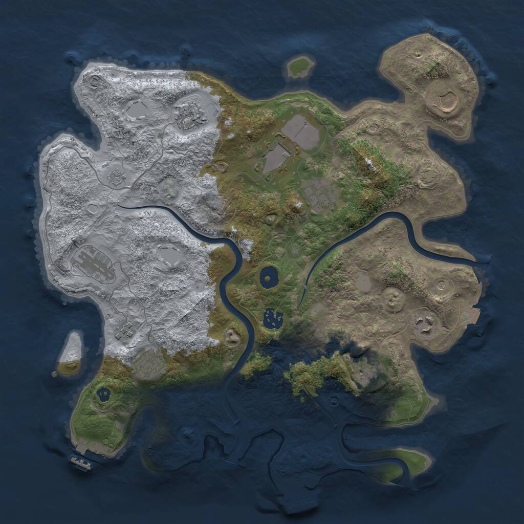 Rust Map: Procedural Map, Size: 3750, Seed: 316897406, 16 Monuments