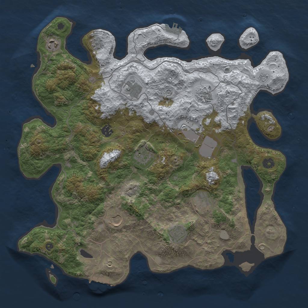 Rust Map: Procedural Map, Size: 4000, Seed: 54657, 19 Monuments