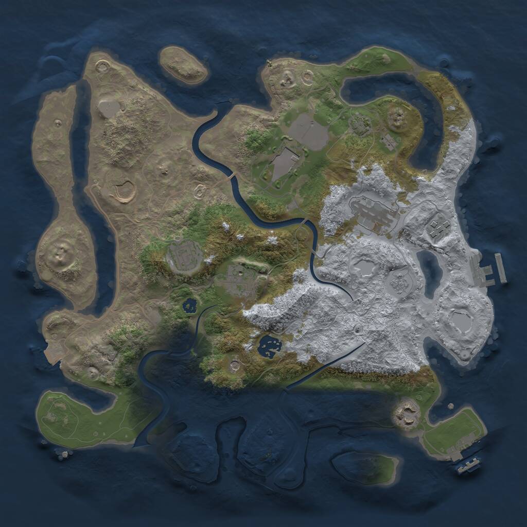 Rust Map: Procedural Map, Size: 3500, Seed: 192901451, 14 Monuments