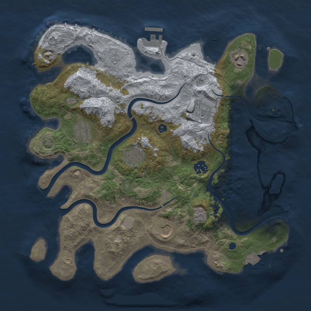 Rust Map: Procedural Map, Size: 3500, Seed: 103036365, 12 Monuments