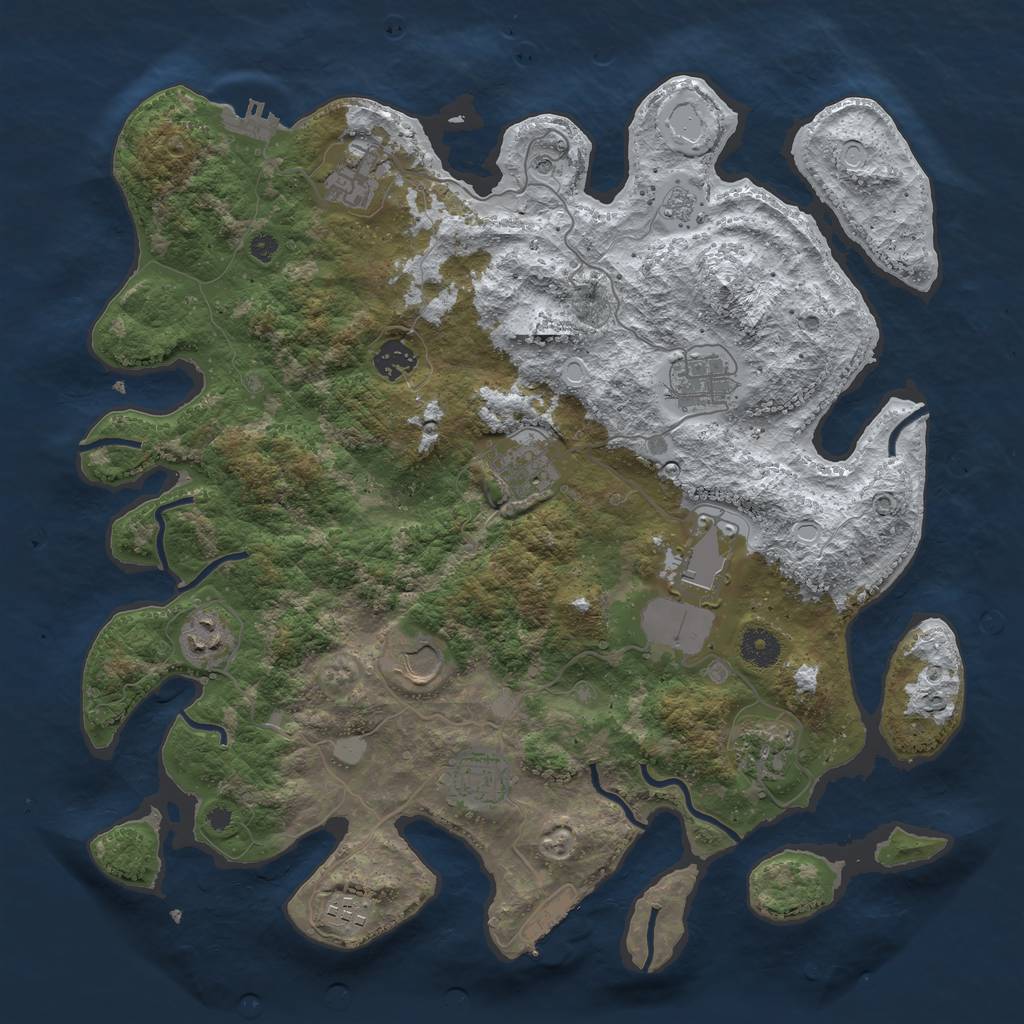Rust Map: Procedural Map, Size: 3900, Seed: 5001, 19 Monuments
