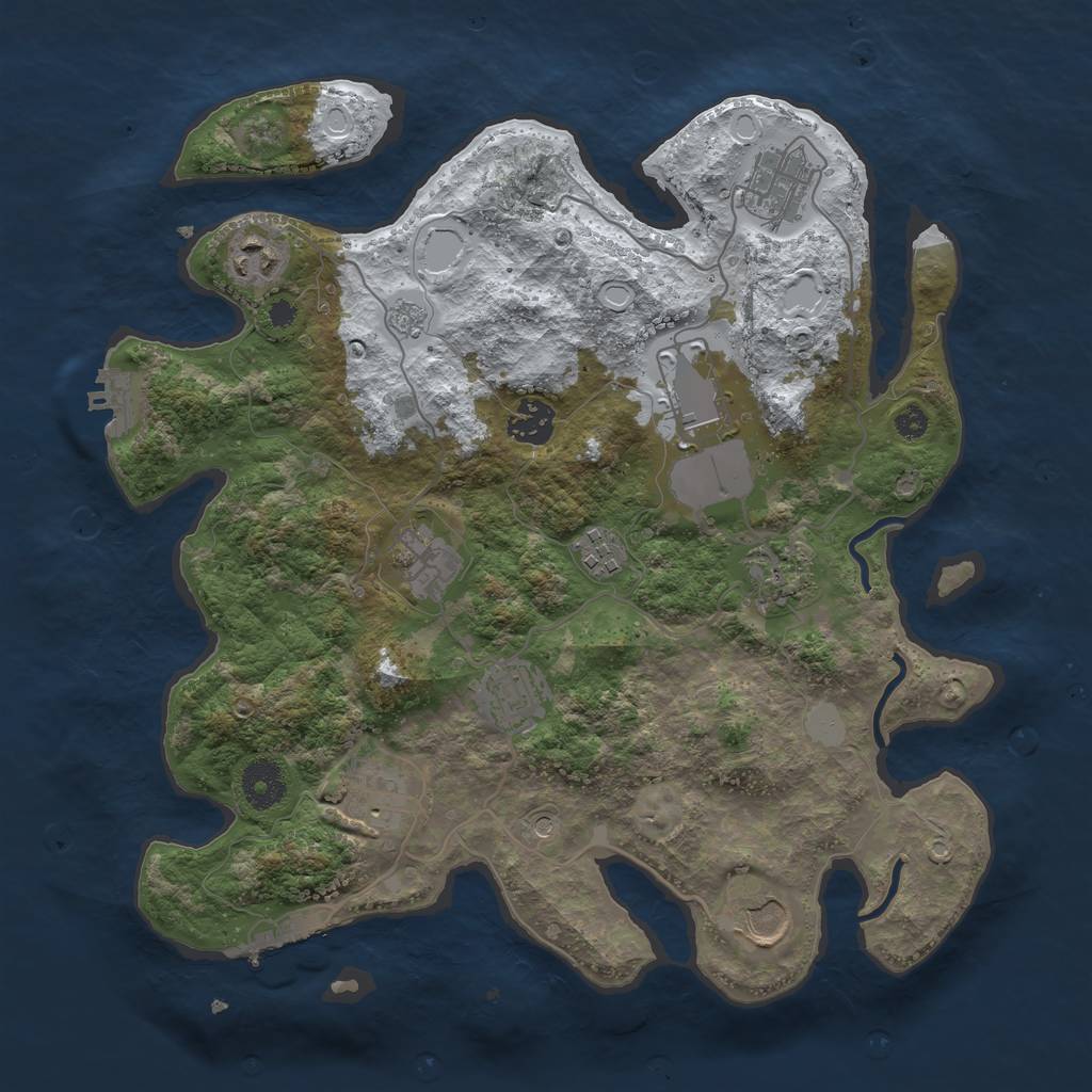 Rust Map: Procedural Map, Size: 3500, Seed: 911049938, 19 Monuments