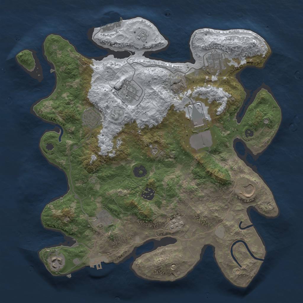 Rust Map: Procedural Map, Size: 3500, Seed: 892764917, 18 Monuments