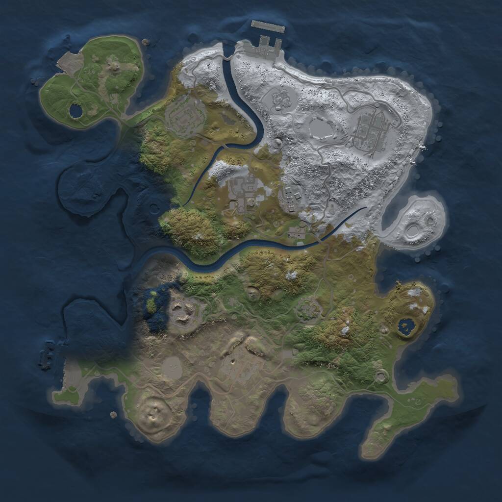Rust Map: Procedural Map, Size: 3000, Seed: 802017377, 12 Monuments