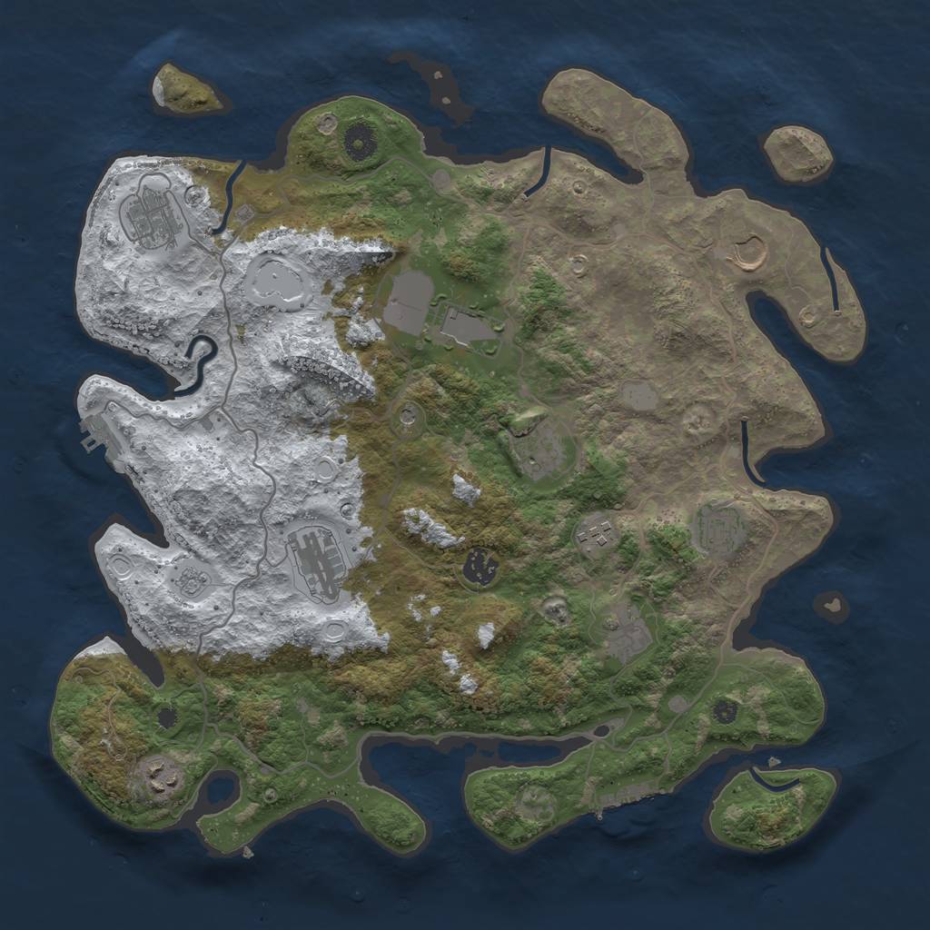 Rust Map: Procedural Map, Size: 4000, Seed: 529, 19 Monuments