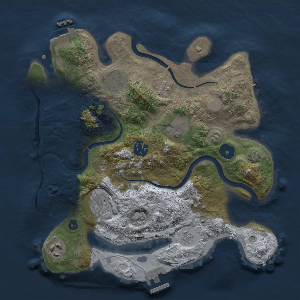 Rust Map: Procedural Map, Size: 3000, Seed: 163182435, 12 Monuments
