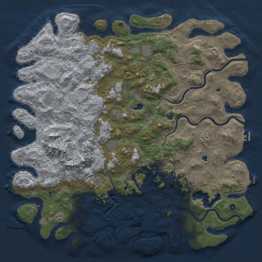 Rust Map: Procedural Map, Size: 6000, Seed: 63910, 17 Monuments