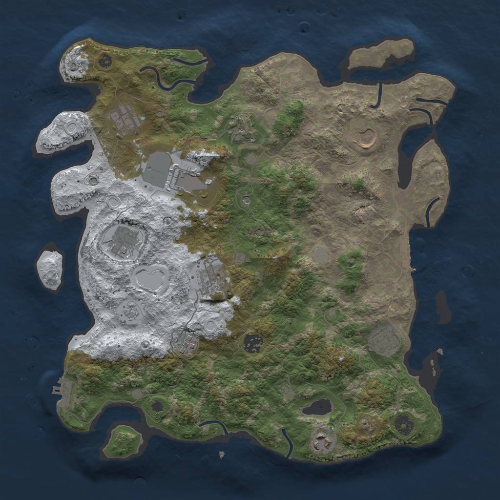 Rust Map: Procedural Map, Size: 3800, Seed: 524, 19 Monuments