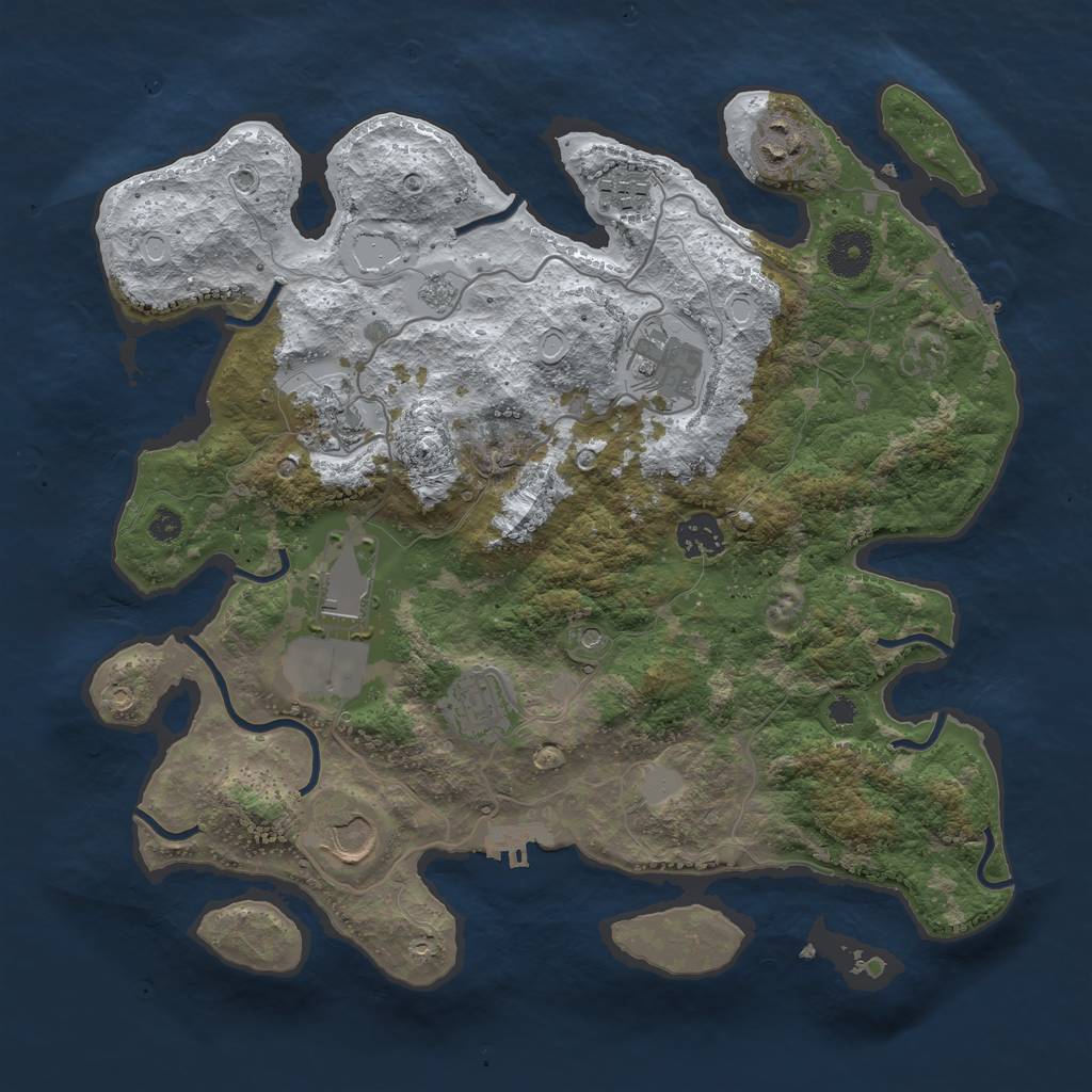 Rust Map: Procedural Map, Size: 3500, Seed: 369428, 17 Monuments