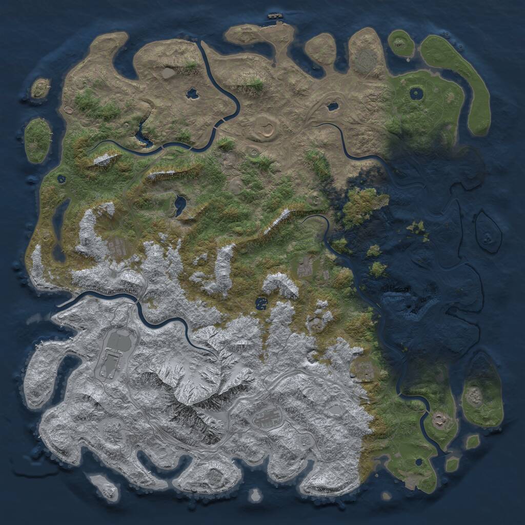 Rust Map: Procedural Map, Size: 6000, Seed: 444074, 16 Monuments