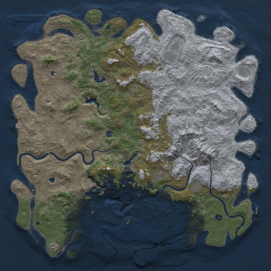 Rust Map: Procedural Map, Size: 6000, Seed: 495823, 17 Monuments