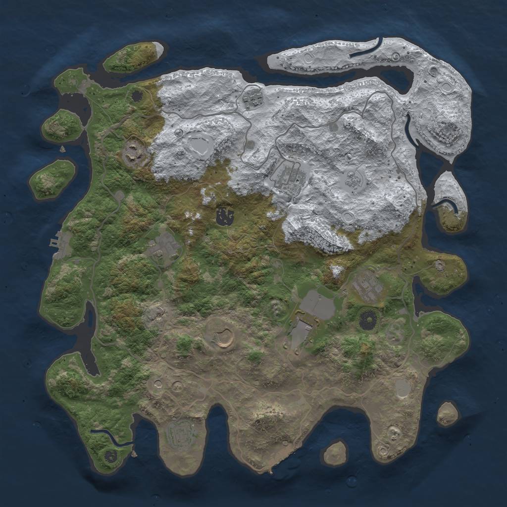 Rust Map: Procedural Map, Size: 4000, Seed: 658303, 18 Monuments