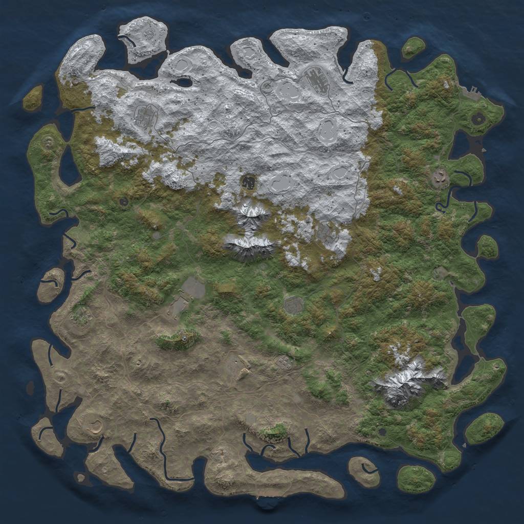 Rust Map: Procedural Map, Size: 6000, Seed: 85266, 20 Monuments