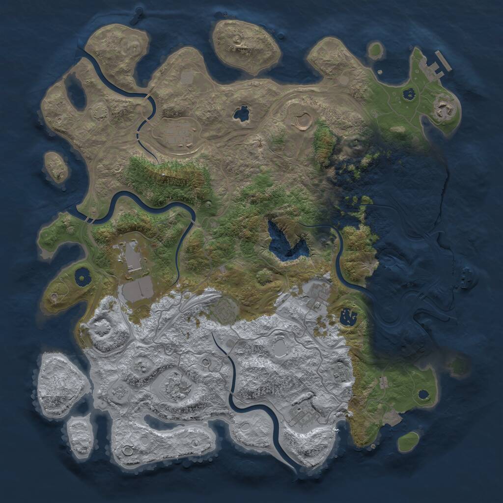 Rust Map: Procedural Map, Size: 4250, Seed: 769943, 16 Monuments