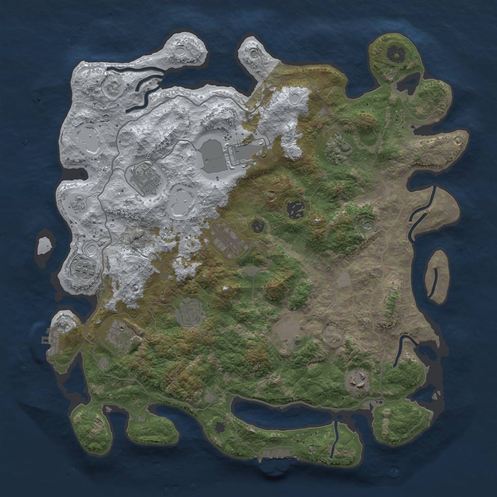 Rust Map: Procedural Map, Size: 4000, Seed: 37538, 19 Monuments