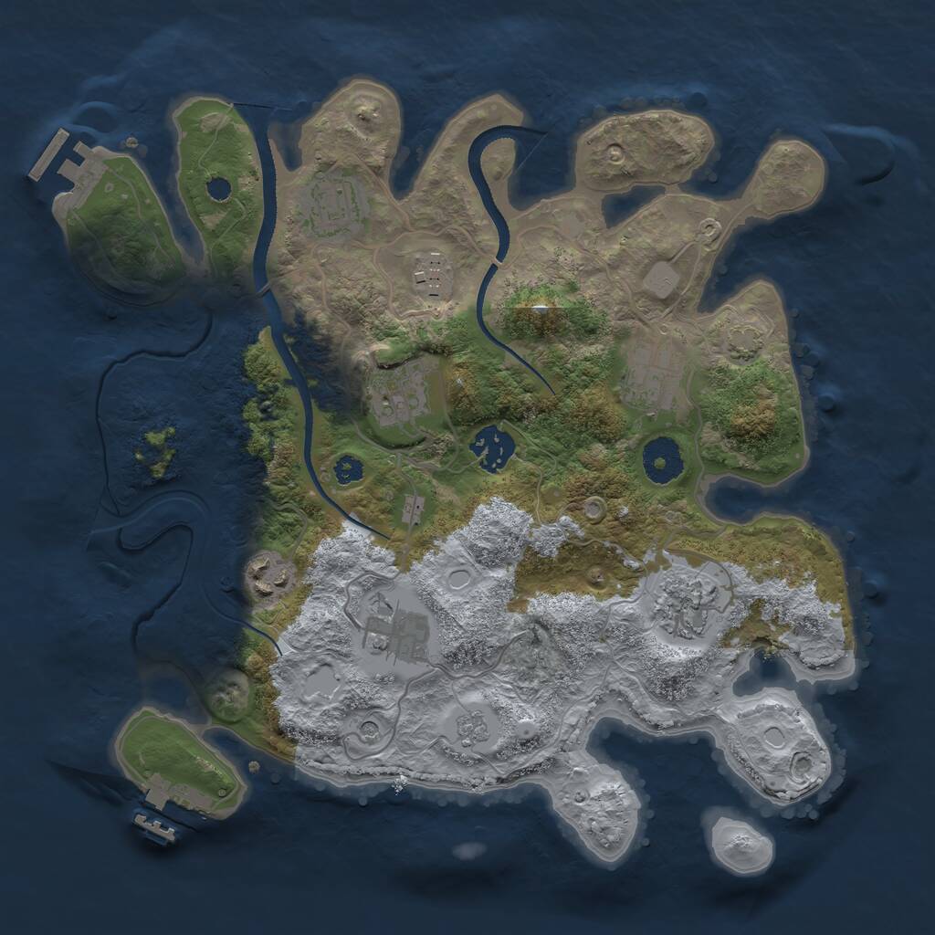 Rust Map: Procedural Map, Size: 3250, Seed: 2223971, 14 Monuments