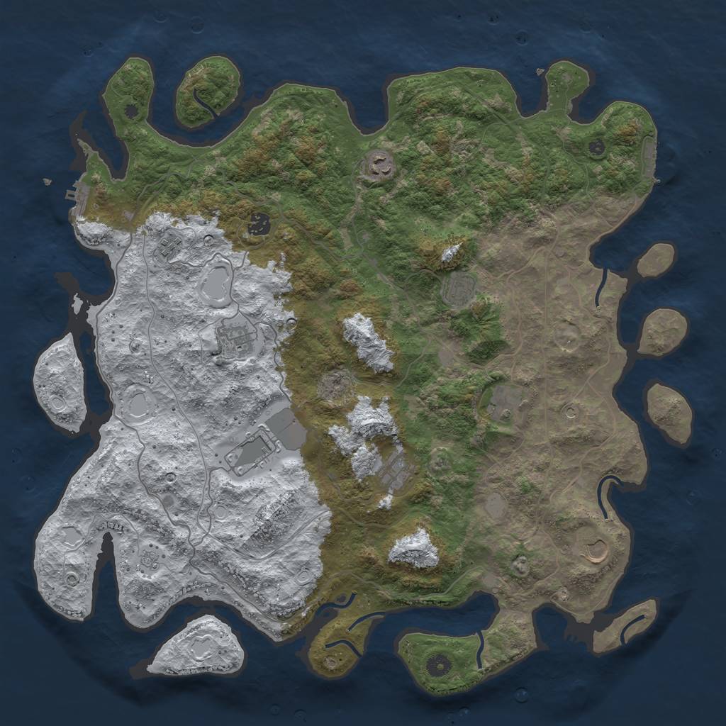 Rust Map: Procedural Map, Size: 4607, Seed: 189446460, 18 Monuments