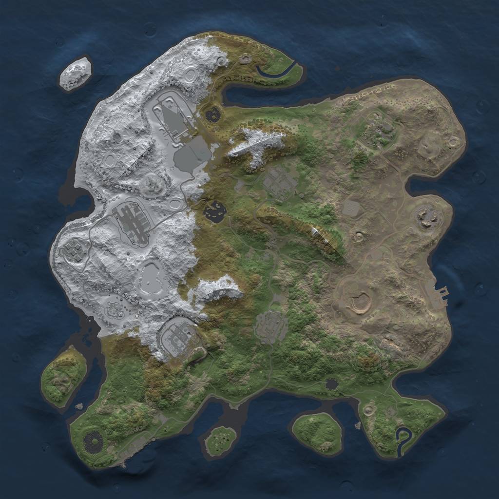 Rust Map: Procedural Map, Size: 3500, Seed: 1840424521, 18 Monuments