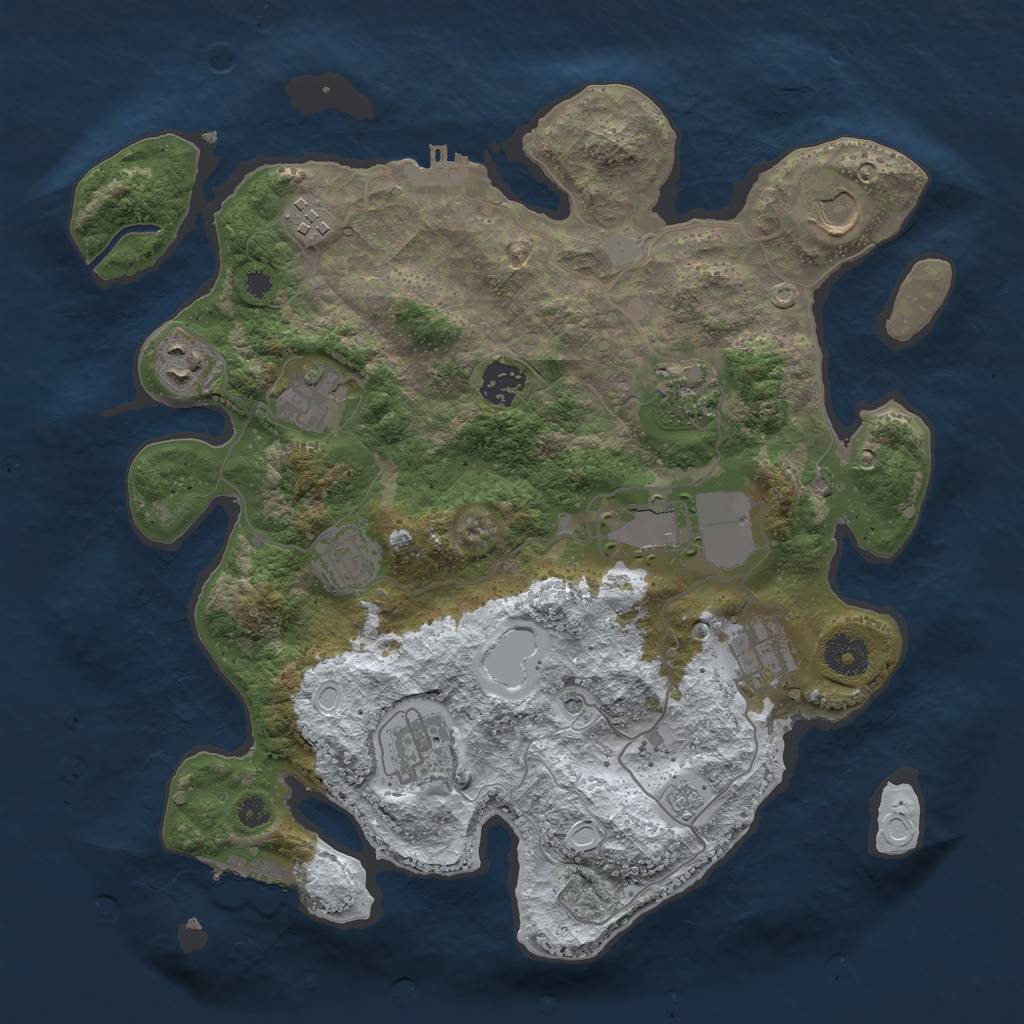 Rust Map: Procedural Map, Size: 3500, Seed: 686613756, 19 Monuments