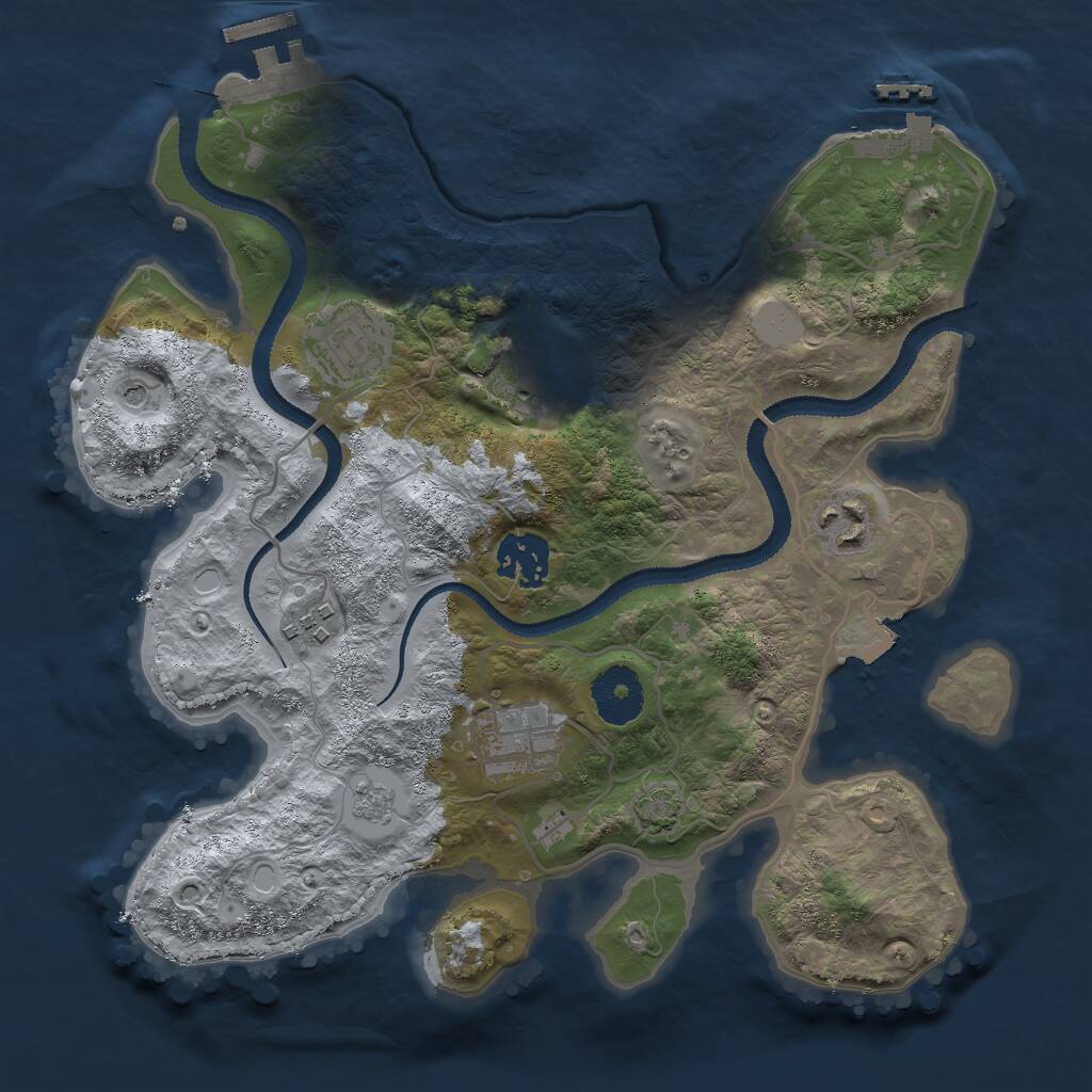 Rust Map: Procedural Map, Size: 3000, Seed: 6845873, 12 Monuments