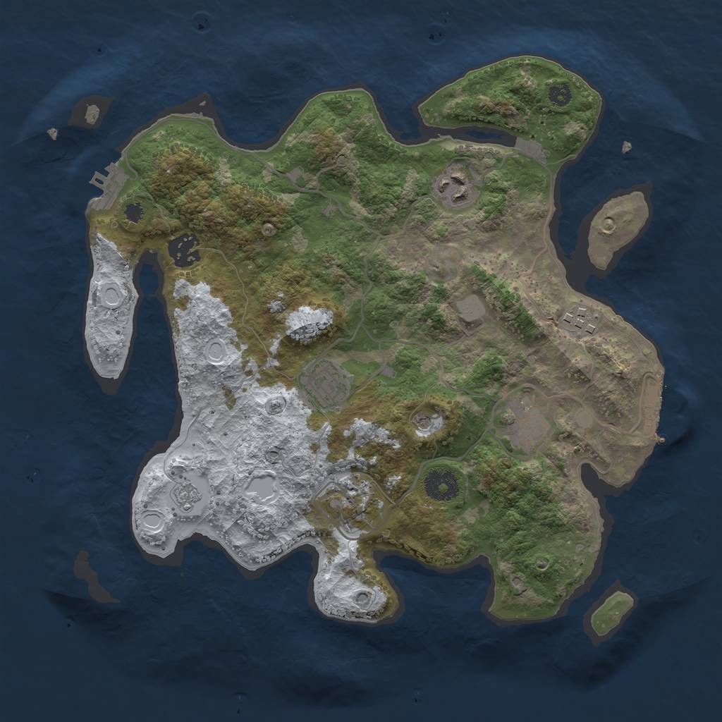 Rust Map: Procedural Map, Size: 3250, Seed: 2768286, 15 Monuments