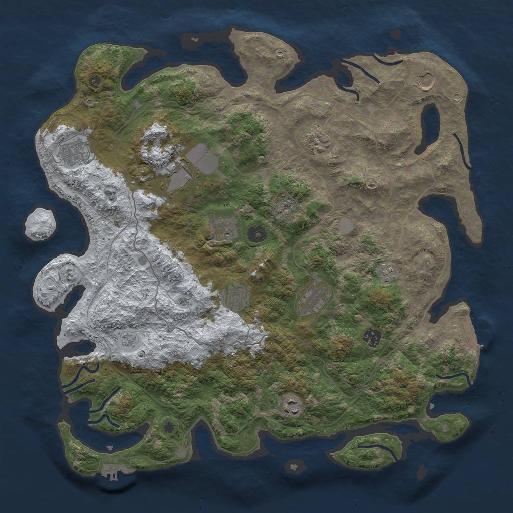 Rust Map: Procedural Map, Size: 4250, Seed: 3939236, 19 Monuments