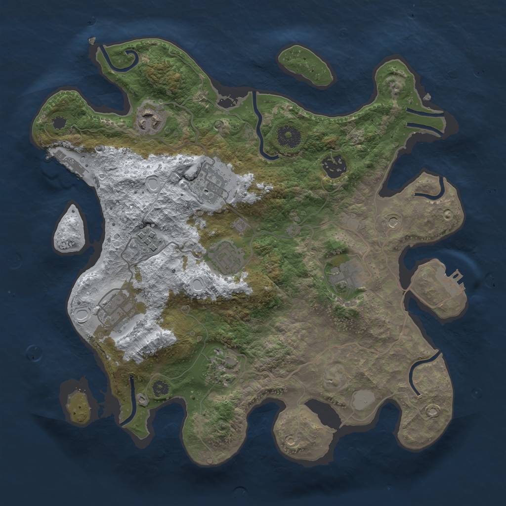 Rust Map: Procedural Map, Size: 3250, Seed: 91, 16 Monuments