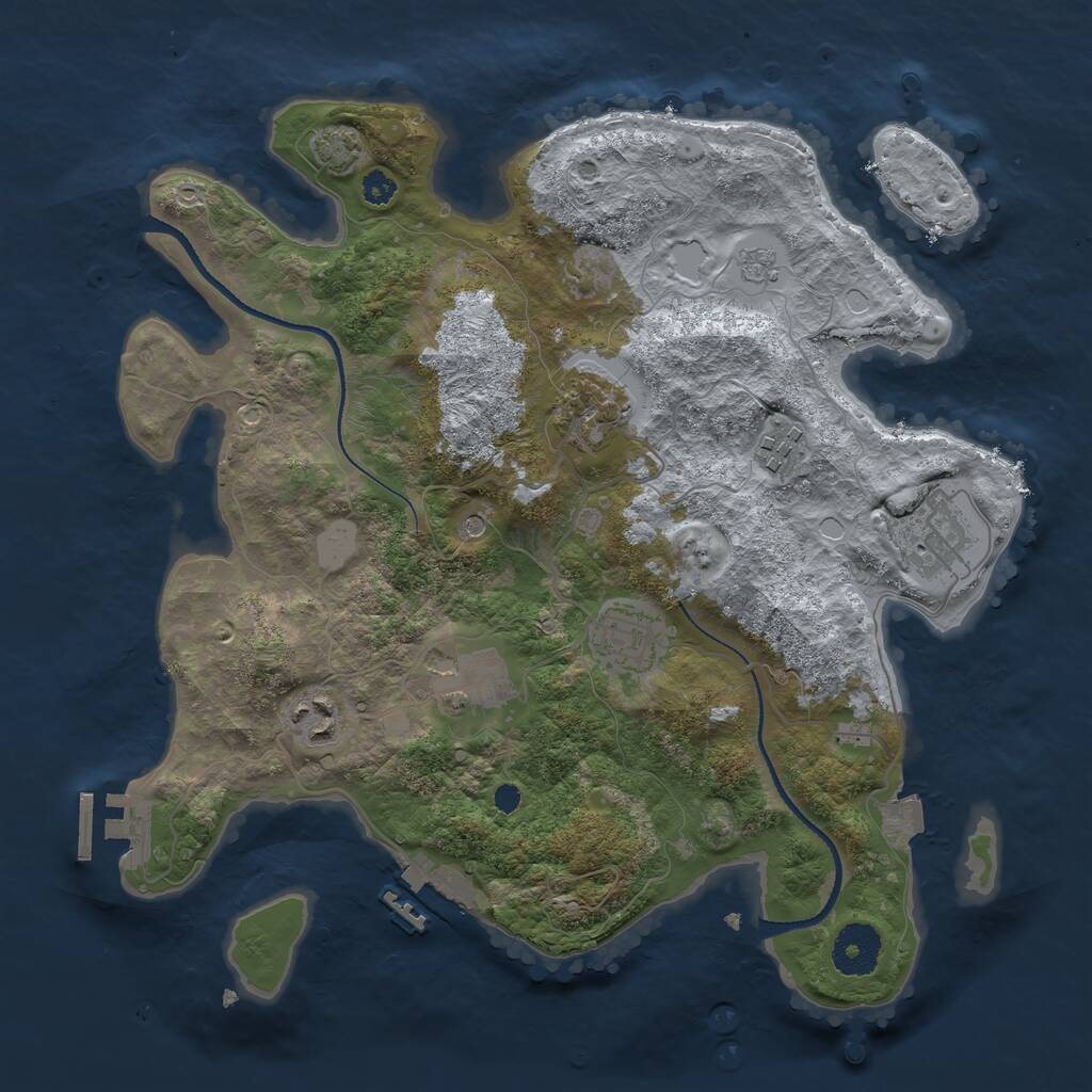 Rust Map: Procedural Map, Size: 3250, Seed: 2073897, 12 Monuments