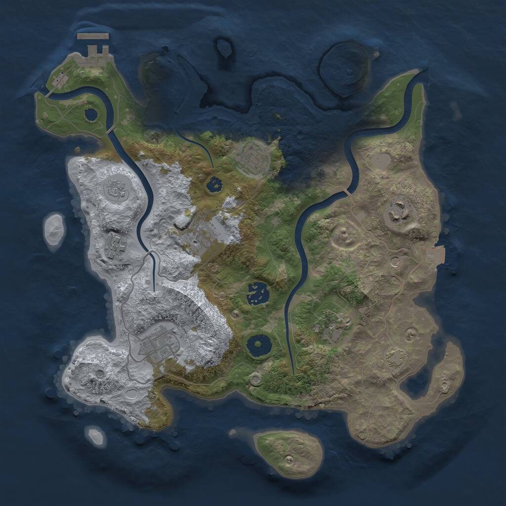 Rust Map: Procedural Map, Size: 3250, Seed: 4904222, 12 Monuments