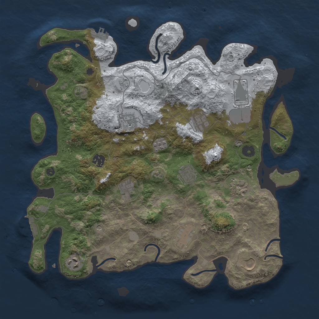 Rust Map: Procedural Map, Size: 3850, Seed: 523142670, 20 Monuments