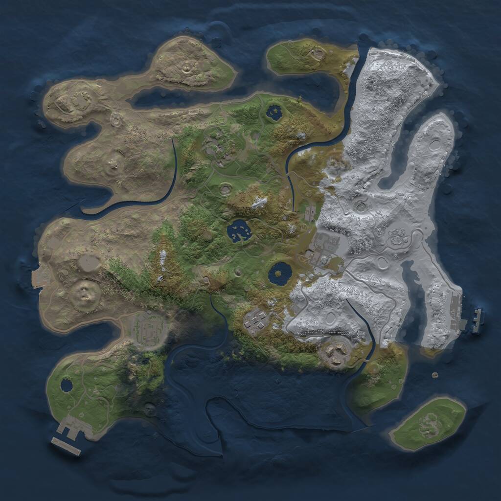 Rust Map: Procedural Map, Size: 3250, Seed: 2640772, 12 Monuments