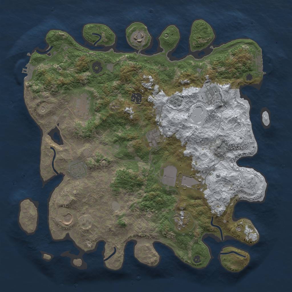 Rust Map: Procedural Map, Size: 3850, Seed: 217476628, 19 Monuments